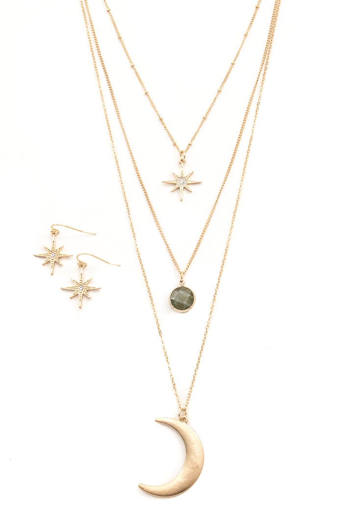 Moon and Stars Necklace set